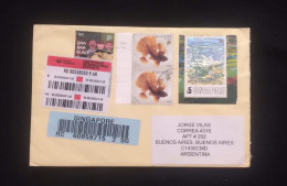 C) 1970. SINGAPORE. AIRMAIL ENVELOPE SENT TO ARGENTINA. MULTIPLE SEA LIFE STAMPS. XF - Singapour
