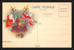 43193 Carte Postale En Franchise Neuve 4 Drapeaux + Militaire TTB Guerre 1914/1918 War Postcard  - Oorlog 1914-18