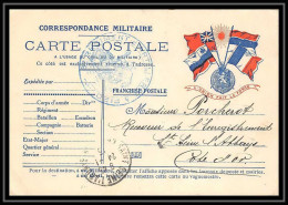 43180 Carte Postale En Franchise 4 Drapeaux Couleurs L'union Fait La Force 1915 Artillerie à Pieds Guerre 1914/1918 - 1. Weltkrieg 1914-1918