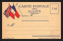 43185 Carte Postale En Franchise Neuve 3 Drapeaux FM TTB Imp Rouchet Guerre 1914/1918 War Postcard  - 1. Weltkrieg 1914-1918
