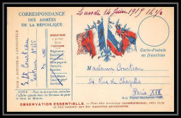 43159 Carte Postale En Franchise 6 Drapeaux Centre Couleurs 1915 Secteur 125 Guerre 1914/1918 War Postcard  - 1. Weltkrieg 1914-1918