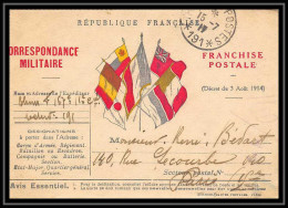 43171 Carte Postale En Franchise 7 Drapeaux Couleurs 1917 Secteur 191 Guerre 1914/1918 War Postcard  - Guerra Del 1914-18