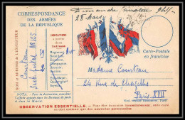 43158 Carte Postale En Franchise 6 Drapeaux Centre Couleurs 1915 Secteur 125 Guerre 1914/1918 War Postcard  - Oorlog 1914-18
