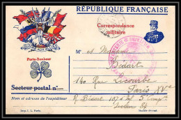 43151 Carte Postale En Franchise Drapeaux Couleurs Gloire Aux Alliés Port Bonheur Joffre Guerre 1914/1918 War Postcard  - WW I