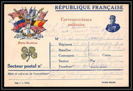 43150 Carte Postale En Franchise Drapeaux Couleurs Gloire Aux Alliés Port Bonheur Joffre Guerre 1914/1918 War Postcard  - Oorlog 1914-18