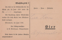 Deutsches Reich  Wahlkarte Von Bierstadt 1926 Wiesbaden Wahlbezirk I - Storia Postale