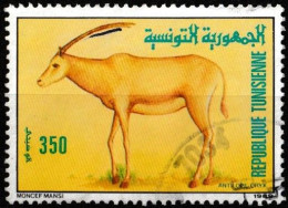 Timbre-poste Dentelé Oblitéré - Faune Tunisienne Antilope Oryx - N° 1132 (Yvert Et Tellier) - Tunisie 1989 - Tunesien (1956-...)