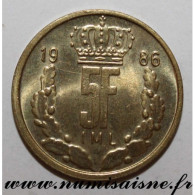 LUXEMBOURG - KM 60 - 5 FRANC 1986 - TTB/SUP - Luxemburg