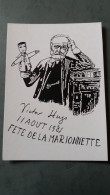 CPM VICTOR HUGO 11 AOUT 1985 FETE DE LA MARIONNETTE GUIGNOL L EVENTAIL A BOURRIQUES PARIS - Schrijvers