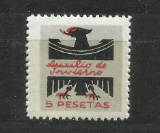 141-MNH** ESPAÑA SELLO GUERRA CIVIL 5 PESETAS FALANGE AUXILIO INVIERNO NUEVO SPAIN CIVIL WAR 1937 ESPAGNE GUERRE. - Emisiones Nacionalistas