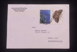 C) 1998. PORTUGAL. FIRST AIRMAIL ENVELOPE SENT TO URUGUAY. DOUBLE STAMPS OF KNOWLEDGE OF THE OCEAN AND BUTTERFLIES. XF - Andere & Zonder Classificatie