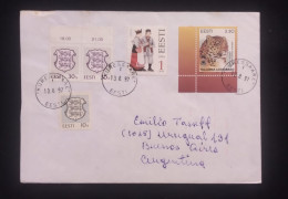 C) 1997. ESTONIA. AIRMAIL ENVELOPE SENT ARGENTINA. MULTIPLE STAMPS OF THE NATIONAL SHIELD, TRADITIONS AND FAUNA. XF - Estland