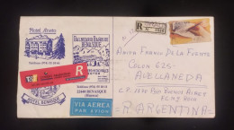C) 1995. SPAIN. FIRST AIRMAIL ENVELOPE SENT TO ARGENTINA. STAMP OF HAND WRITING A LETTER. XF - Autres & Non Classés