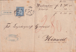 Amtliche NN Briefvs  "Direction Der öffentl. Arbeiten, Zürich" - Hinweil       1865 - Cartas & Documentos