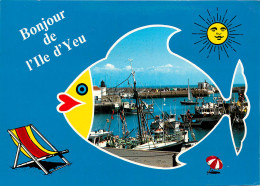 85* ILE D YEU Un Bonjour  - Port (CPM 10x15cm)    RL19,0213 - Ile D'Yeu