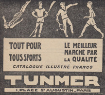 TUNMER - Tout Pour Tous Sports - 1920 Vintage Advertising - Pubblicità  - Advertising