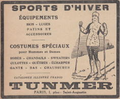 TUNMER - Equipements Pour Sports D'Hiver - 1920 Vintage Advertising - Advertising