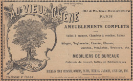 Meubles AU VIEUX CHENE Paris - 1904 Vintage Advertising - Pubblicità Epoca - Advertising