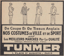 TUNMER - Costumes De Ville Et De Sports - 1920 Vintage Advertising - Advertising