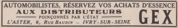 GEX - L'Aster - Ivry-sur-Seine - 1930 Vintage Advertising - Pubblicità - Advertising