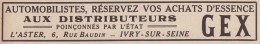 GEX - L'Aster - Ivry-sur-Seine - 1930 Vintage Advertising - Pubblicità - Advertising
