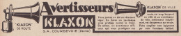 Avertisseurs KLAXON - 1930 Vintage Advertising - Pubblicità Epoca - Werbung