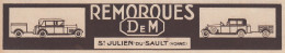 Remorques DEM Sr. Julien Du Sault - 1930 Vintage Advertising - Pubblicità - Werbung