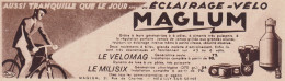 MAGLUM éclairage Velo - 1934 Vintage Advertising - Pubblicità Epoca - Advertising