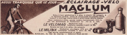 MAGLUM éclairage Velo - 1934 Vintage Advertising - Pubblicità Epoca - Advertising