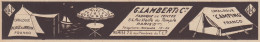 G. LAMBERT & C. Fabrique De Tentes - 1934 Vintage Advertising - Pubblicità - Werbung
