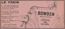Frein BOWDEN - 1903 Vintage Advertising - Pubblicità Epoca - Werbung