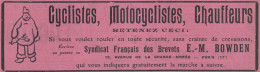 Toute De Sécuritè BOWDEN - 1908 Vintage Advertising - Pubblicità Epoca - Werbung