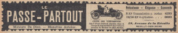 Coupe Des Voiturettes PASSE-PARTOUT - 1908 Vintage Advertising Pubblicità  - Werbung