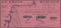 Freins BOWDEN - 1905 Vintage Advertising - Pubblicità Epoca - Werbung