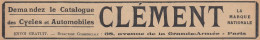 Cycles Et Automobiles CLEMENT - 1905 Vintage Advertising - Pubblicità  - Werbung