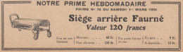 Siège Arrière Faurné - 1930 Vintage Advertising - Pubblicità Epoca - Publicités