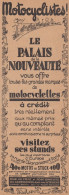 Le Palais De La Nouveauté Paris - Motocyclettes - Crédit - 1930 Vintage Ad - Advertising