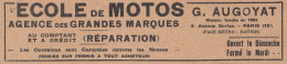 Ecole De Motos - G. Augoyat Paris - 1930 Vintage Advertising - Pubblicità - Publicités