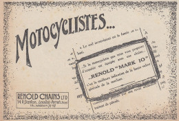 Chaine Pour Moto RENOLD MARK - 1930 Vintage Advertising - Pubblicità Epoca - Publicités