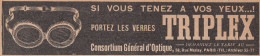 Verres TRIPLEX - 1930 Vintage Advertising - Pubblicità Epoca - Publicités