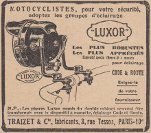 Phares Pour Moto LUXOR - 1930 Vintage Advertising - Pubblicità Epoca - Advertising