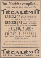 Filtre A Air Técalémit Paris - 1930 Vintage Advertising - Pubblicità Epoca - Advertising