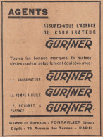 Carburateur GURTNER - 1930 Vintage Advertising - Pubblicità Epoca - Publicités