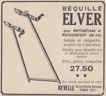Béquille ELVER Pour Motobécane - 1930 Vintage Advertising - Pubblicità  - Werbung