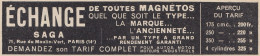 SAGA échange De Toutes Magnétos - 1931 Vintage Advertising - Pubblicità - Werbung
