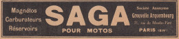 Magnétos SAGA - 1928 Vintage Advertising - Pubblicità Epoca - Advertising