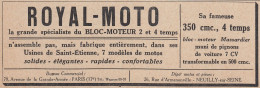 ROYAL-MOTO Bloc Moteur - 1929 Vintage Advertising - Pubblicità Epoca - Publicités