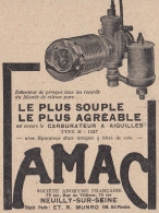 AMAC Carburateur A Aiguilles - 1929 Vintage Advertising - Pubblicità Epoca - Publicités