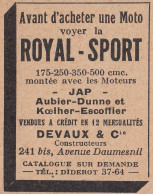 Avant D'acheter Une Moto Voyer La ROYAL-SPORT - 1929 Vintage Advertising - Advertising