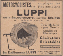 Motocyclistes... Projecteurs LUPPI - 1929 Vintage Advertising - Pubblicità - Publicités